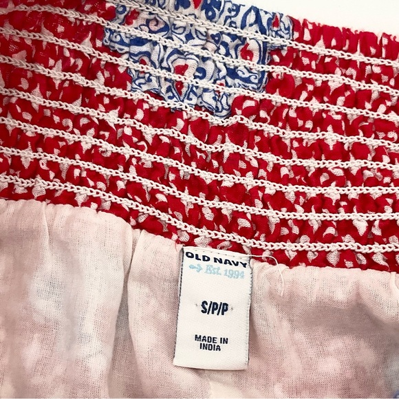 Old Navy Skirt Womens Small Red Blue Paisley Flowy Cotton Smocked Elastic waist - Picture 2 of 10